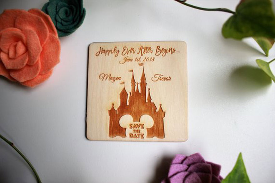 wooden save the date