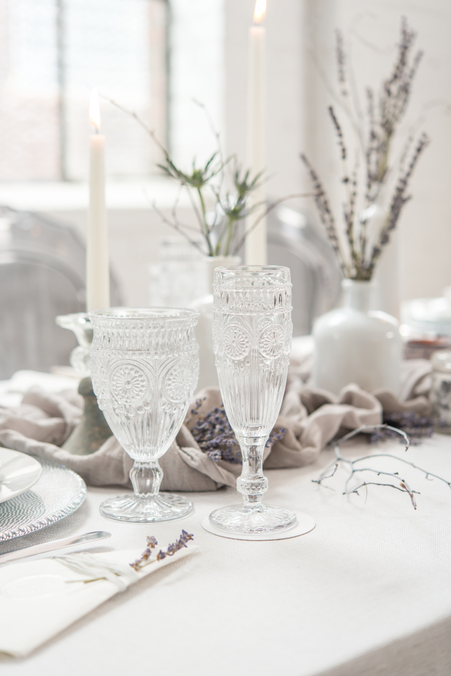 Clear Vintage Style Pressed Glass Goblet - Crystal Glasses | Confetti.co.uk