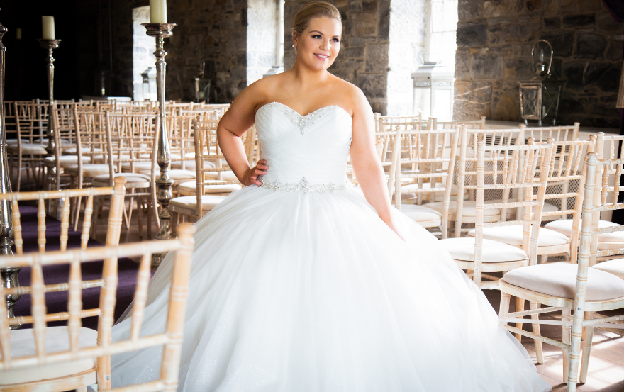 Strapless ball gown wedding dress for curvy bride