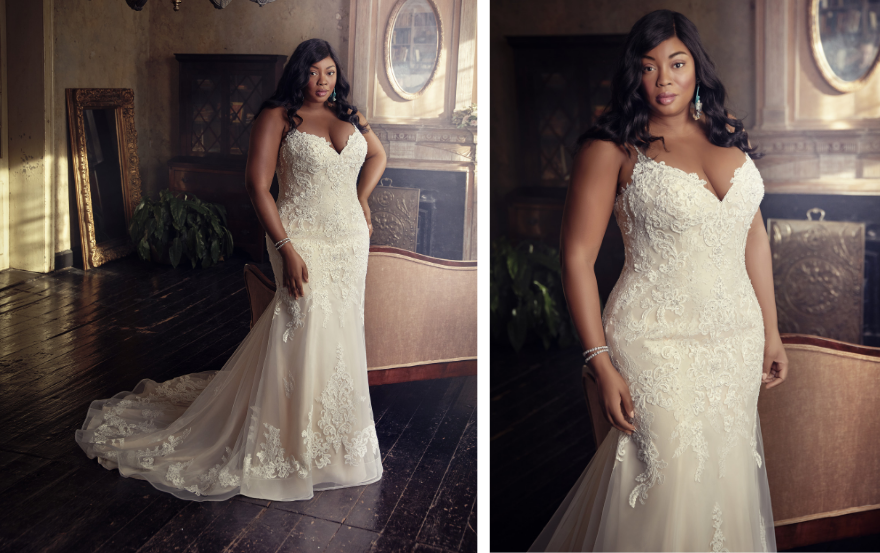 Plus size lace wedding dress