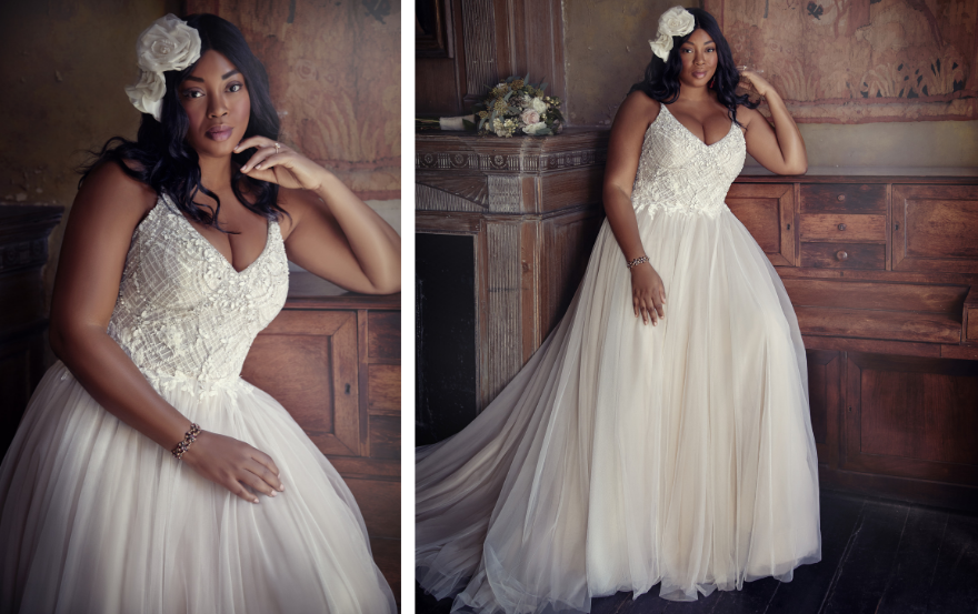 boho style plus size wedding dress