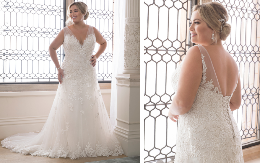 Corset backed plus size wedding dress