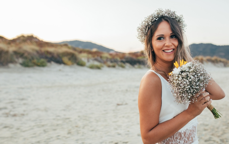 Bride with hair and makeup done