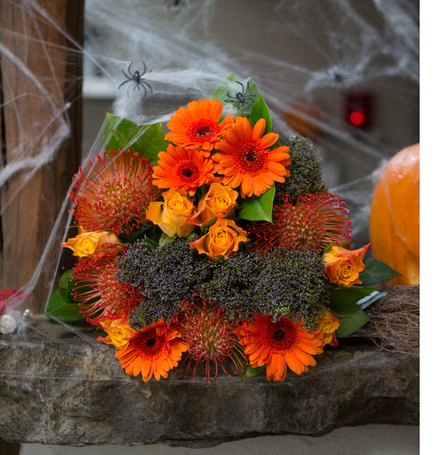 halloween theme gothic orange flowers 