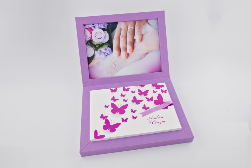 Open Butterfly Wedding Album Young Purple Book by Graphistudio | Confetti.co.uk