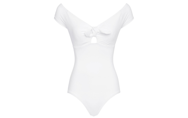 White bardot swimming costume