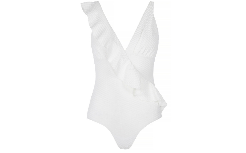 Wraparound swimming costume in white