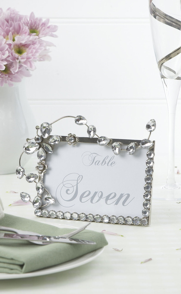 wedding table name card crystals