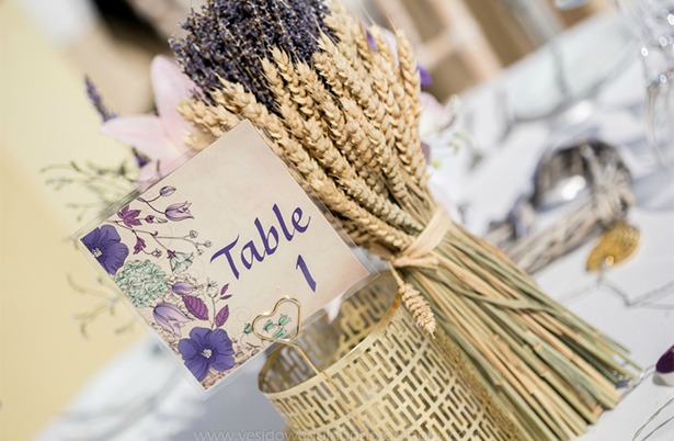 Lavender table decorations at Marina and Gary's lavender themed Real Wedding | Confetti.co.uk