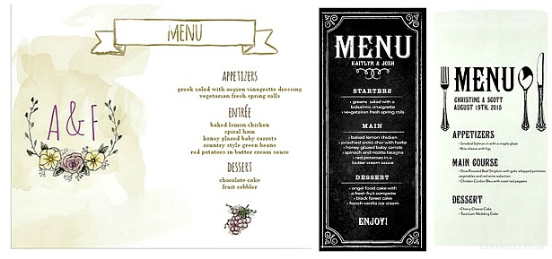 Menus from a range of wedding stationery | Confetti.co.uk