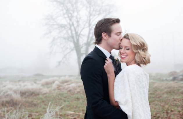 bride with short hair with groom