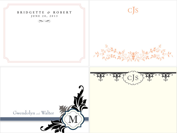 Expressions - Forget Me Not - Fleur de Lis - Lavish Monogram Wedding Note Cards