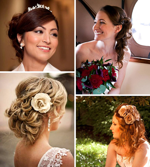 Beautiful Bridal hairstyles with hairpieces and jewelled accessories