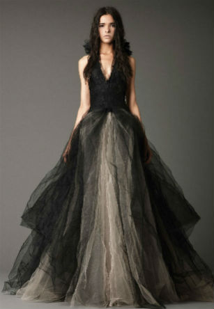 Vera Wang black Gothic style wedding dress