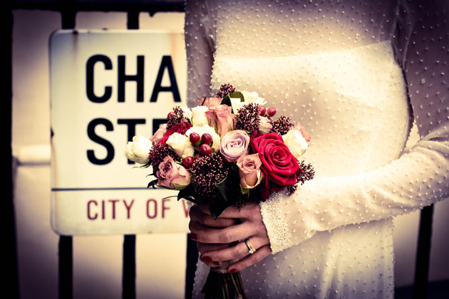 Tea Rose & Red Rose Wedding Bouquet