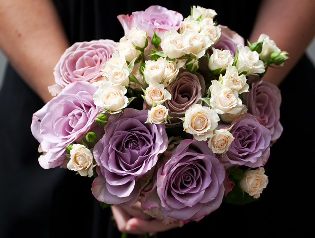 Vintage Style Purple & Lilac Rose Wedding Bouquet