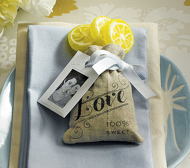 Mini Drawstring Linen Wedding Favour Pouch at the Confetti Shop