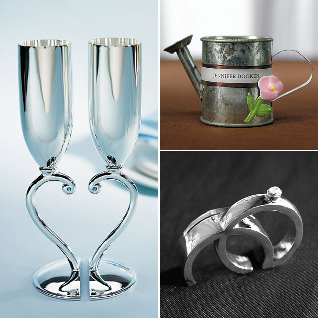 Silver Wedding Toasting Flutes Favours Place Card Holders