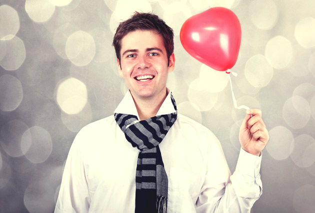 Valentine's Day Boyfriend With Red Heart Balloon