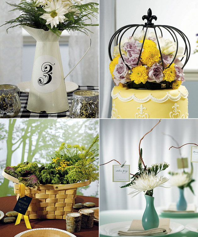 Centrepiece Metal Jug Crown Mini Vases & Picnic Basket