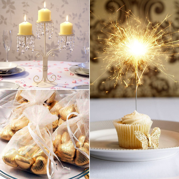 Crystal Ivory Candelabra Cupcake Sparklers Ivory Organza Bags