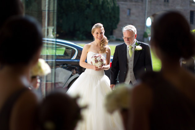 Bride And Father of the Bride Arriving at Wedding Ceremony