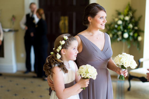 Bridesmaid and Flowergirl Walking Down the Aisle