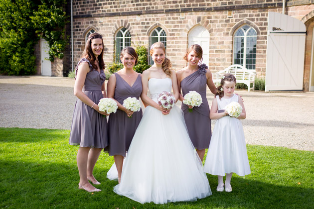 Bride and Bridesmaids in Lilac Dresses