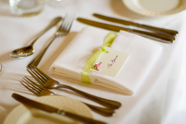 Sage Green And Pink Rose Groom Place Card Wedding Reception