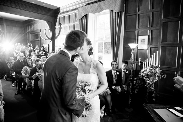 Bride and Groom First Kiss