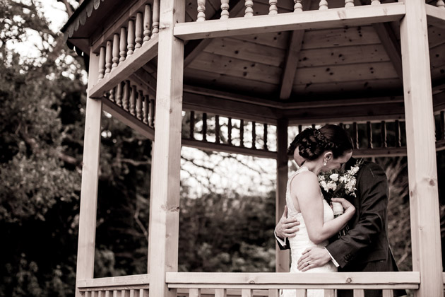 Bride and Groom in Gazebo