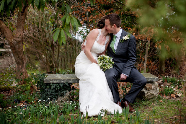 Bride and Groom in Garden