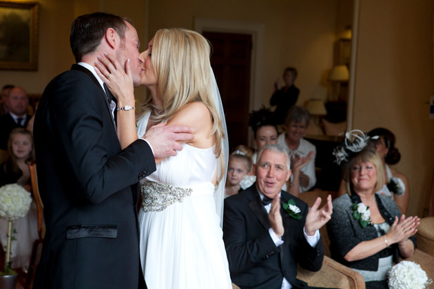 Bride and Groom First Kiss