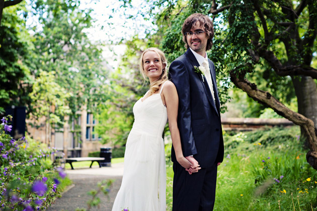 Bride And Groom In The Park