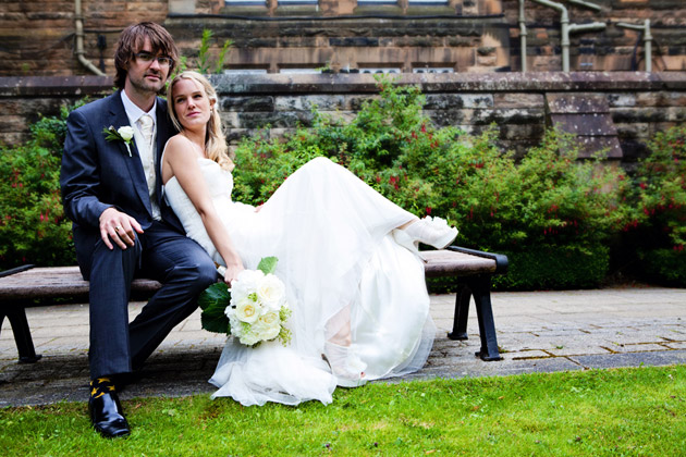 Bride And Groom On The Bench