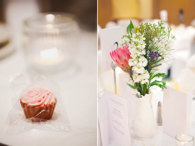 Wedding Reception Pink Muffin And Flowers