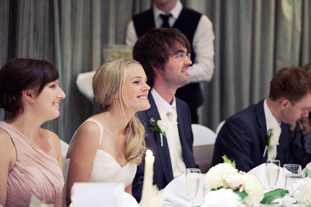 Bride And Groom Listen To Speeches