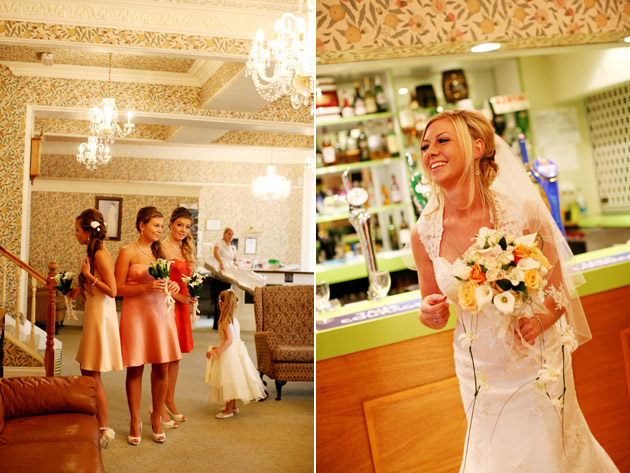 Bride and Bridesmaids Leaving for Ceremony