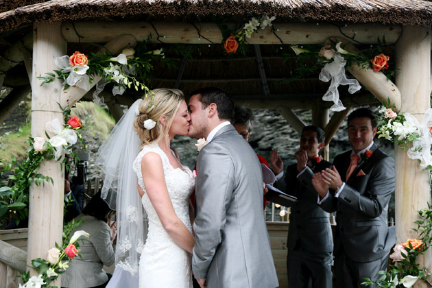 Bride and Groom First Kiss