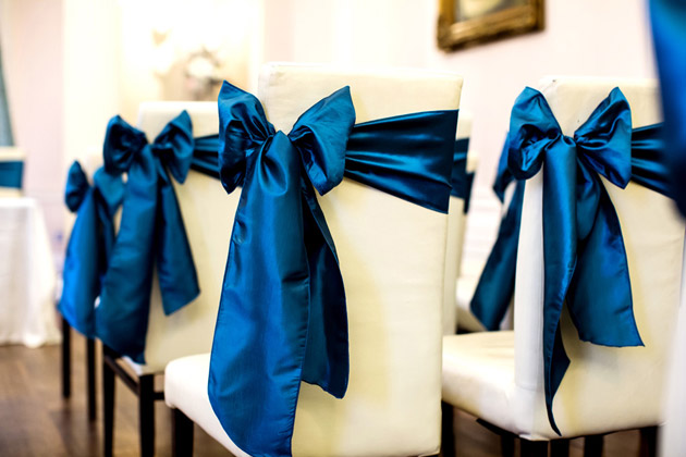 Ceremony Room Teal Chair Sashes