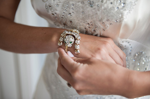 Bride Putting on Bracelet