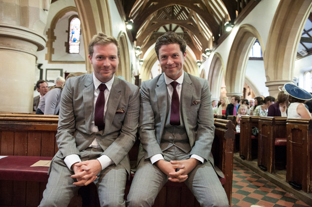 Groom and Best Man Waiting at Church