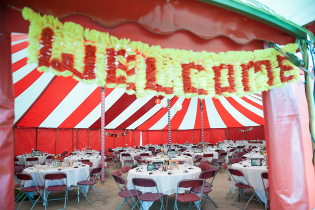 Welcome Sign at Wedding Marquee