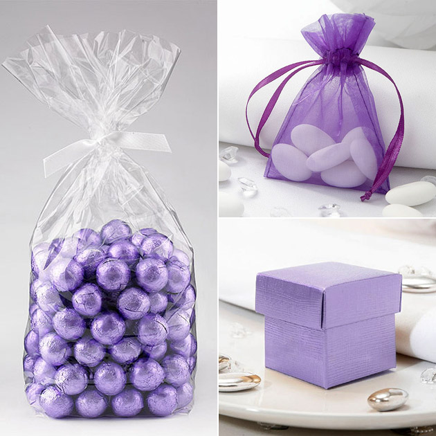 Purple Chocolate Balls Organza Favour Bags Favour Boxes