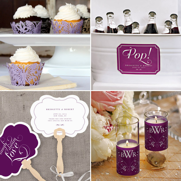 Purple Cupcake Wraps Labels Candle Wraps Fans