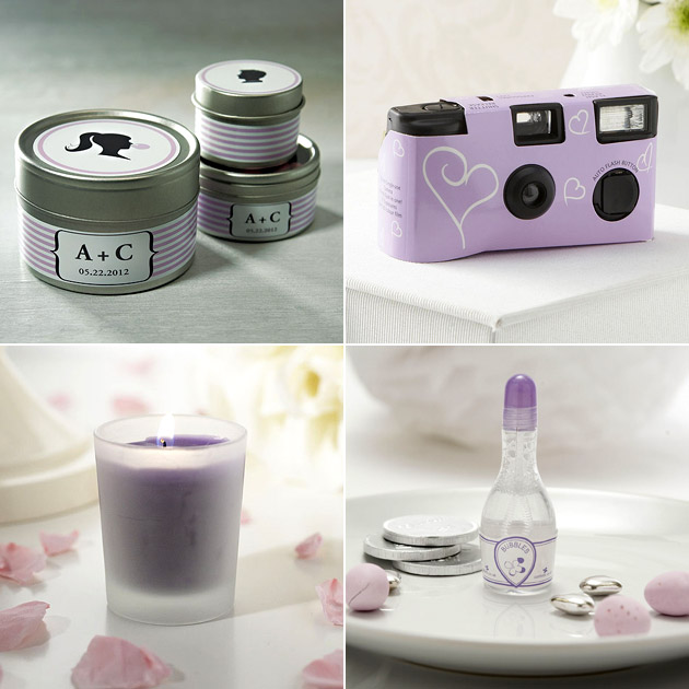 Purple Labels Disposable Cameras Wedding Bubbles Candles