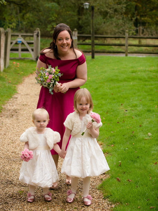 Bridesmaid and Flower Girls Going to Ceremony