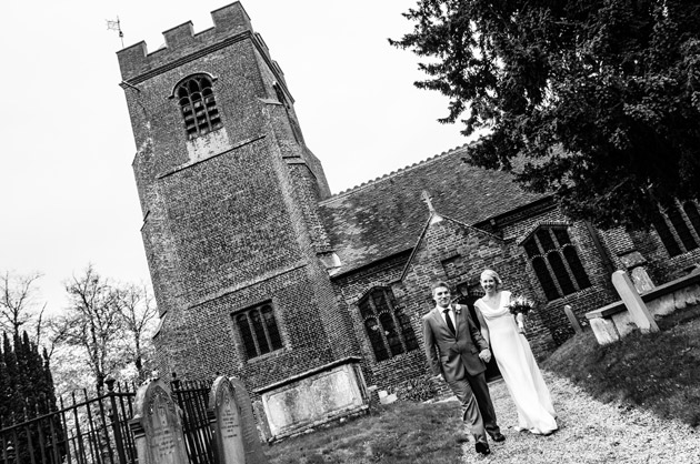 Bride and Groom Taking a Walk