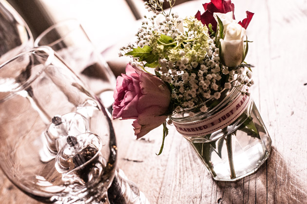 Flowers in Jars Table Centrepieces