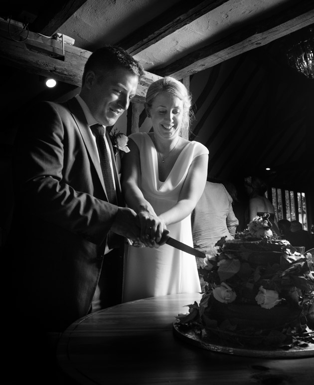 Bride and Groom Cutting the Cake